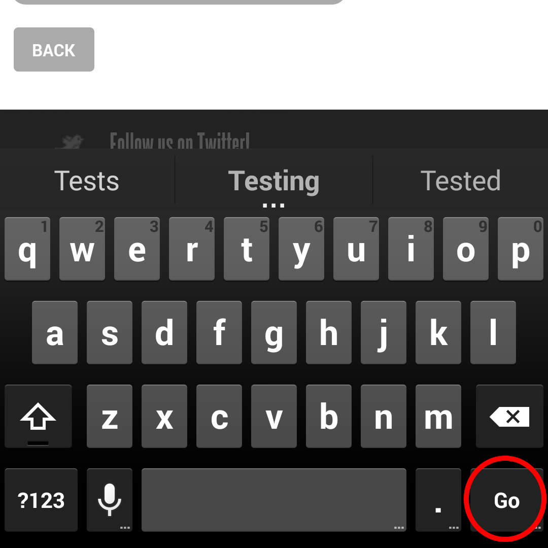 Android virtual keyboard Go button