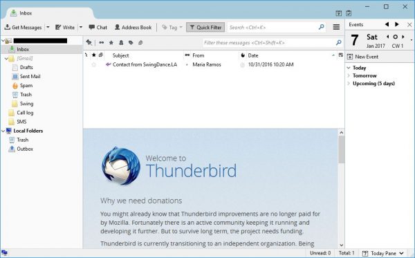 Thunderbird mail client screenshot